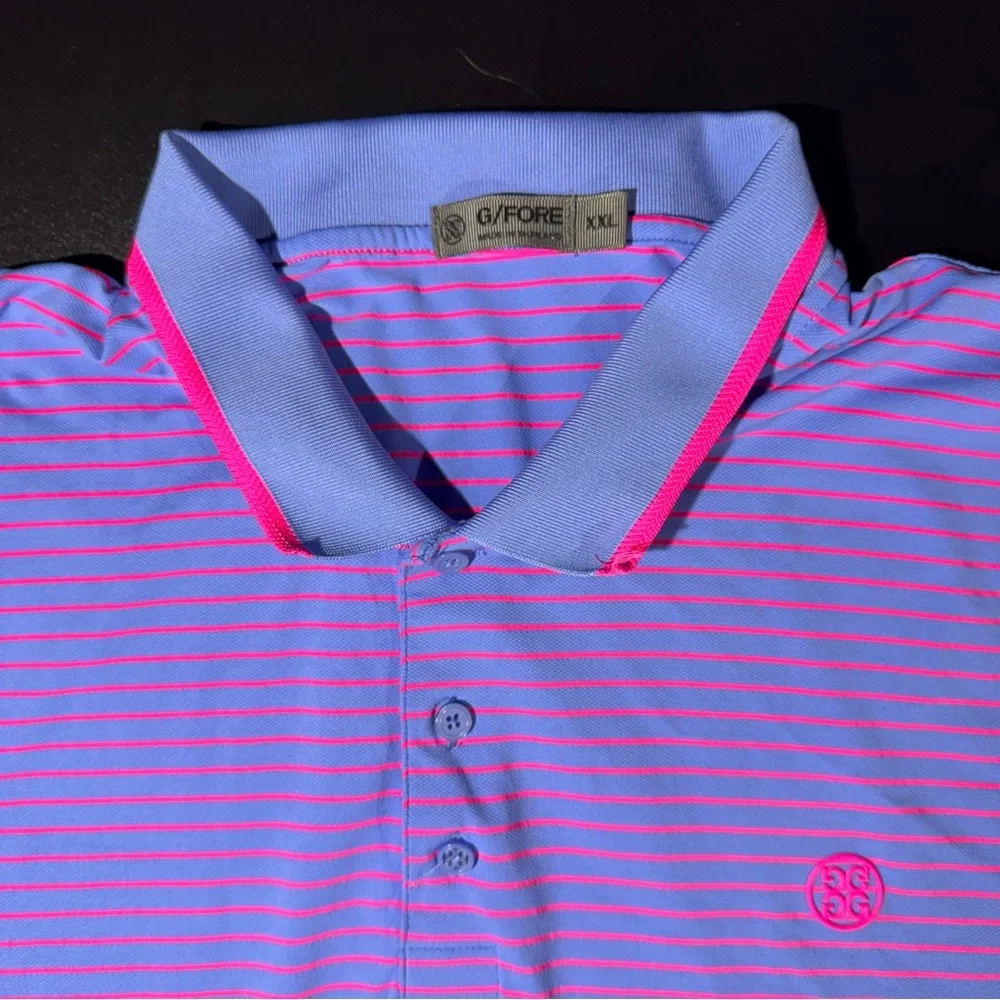 G/FORE XXL Men’s Purple & Pink Striped Performance Polo – Golf / Athleisure - Picture 5 of 5